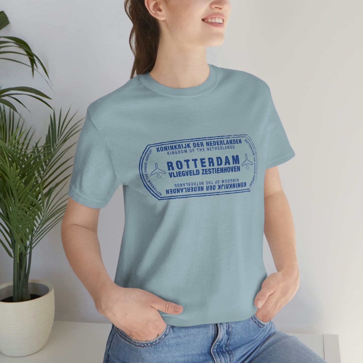 Rotterdam Netherlands Passport Stamp Vacation Travel Unisex T-shirt - Light