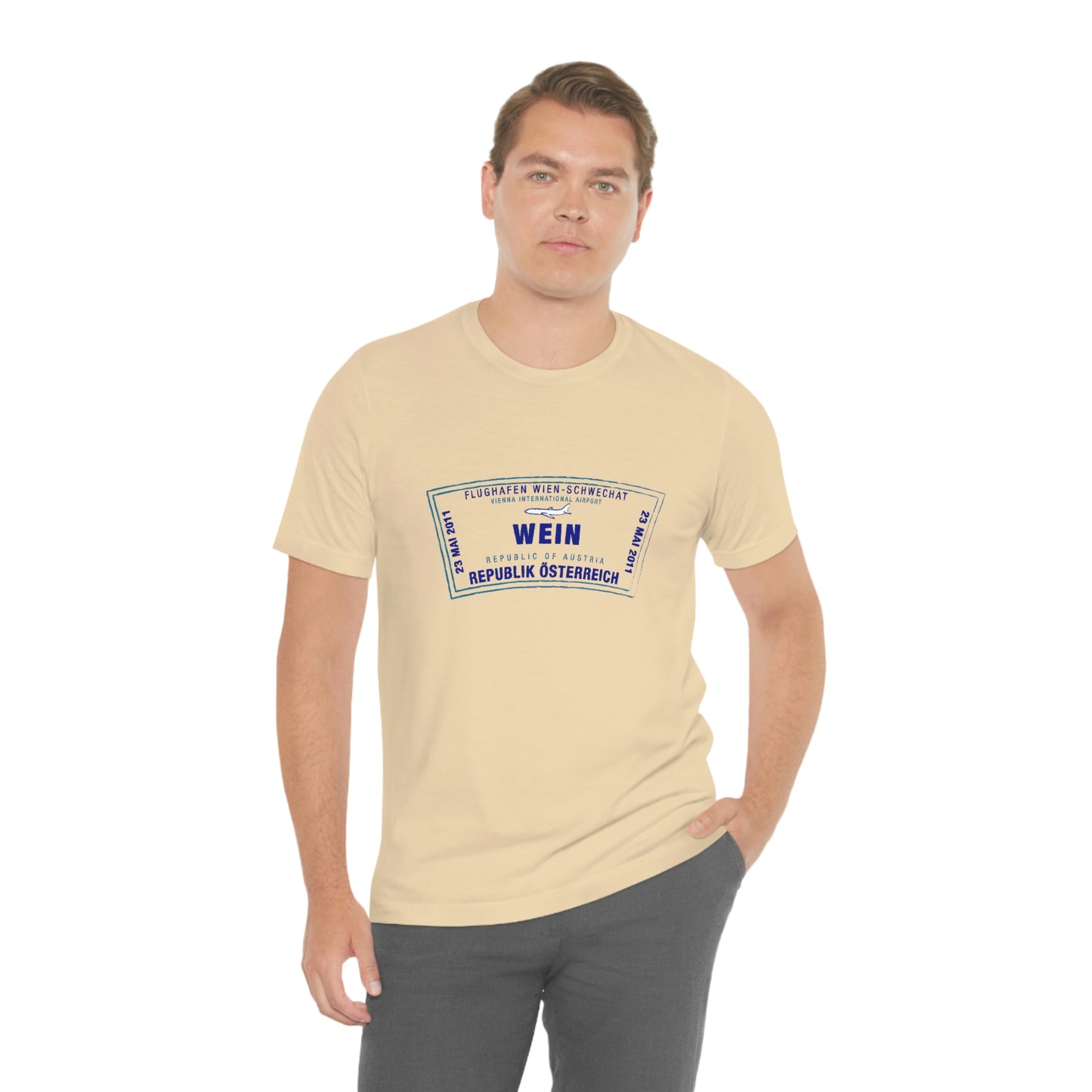 Wein Vienna International Airport Passport Stamp Vacation Travel Unisex T-shirt