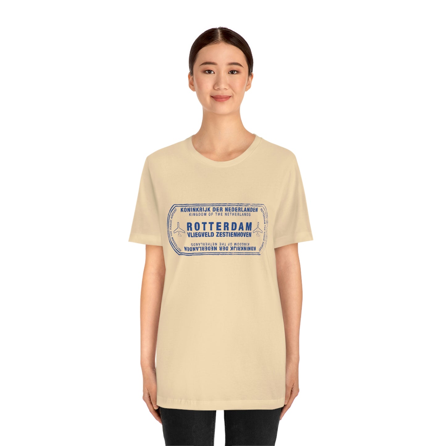 Rotterdam Netherlands Passport Stamp Vacation Travel Unisex T-shirt - Light