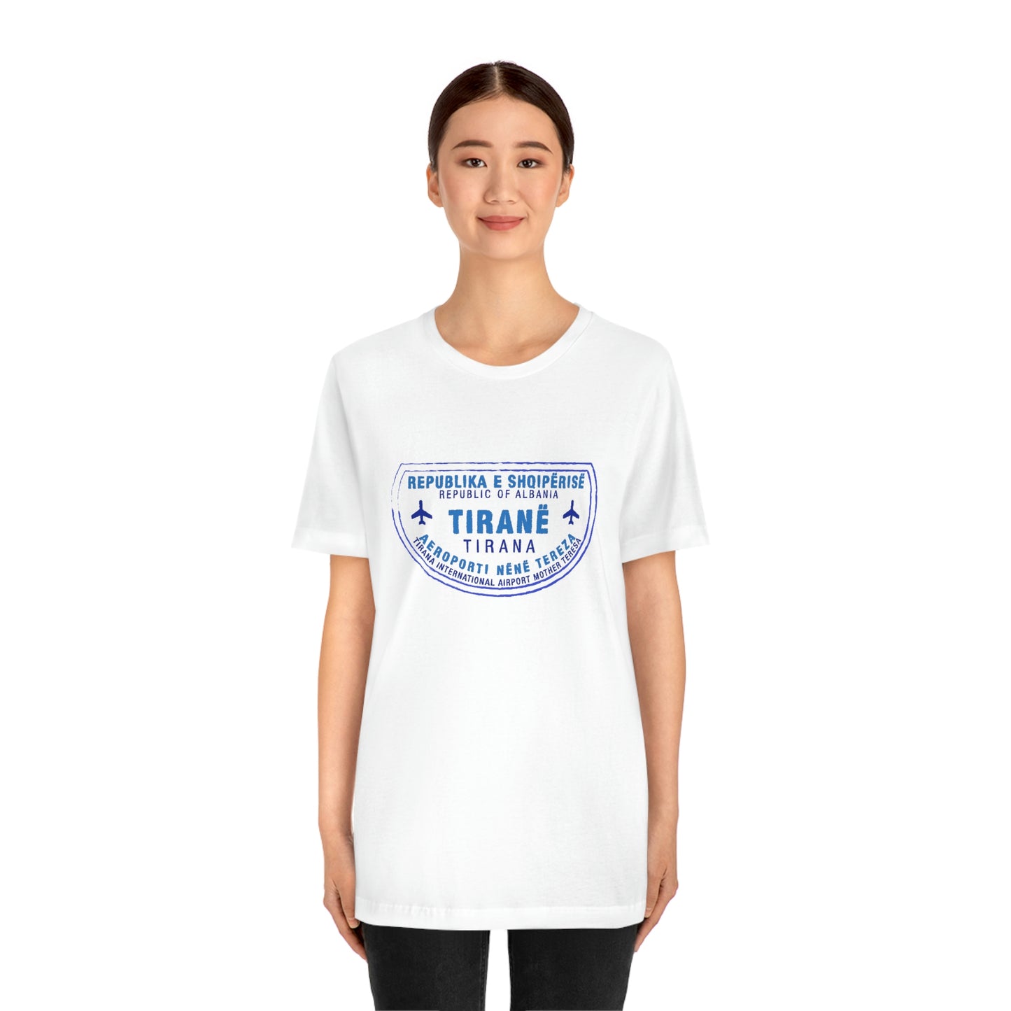 Tirana International Airport Nënë Tereza Passport Stamp Vacation Travel Unisex T-shirt