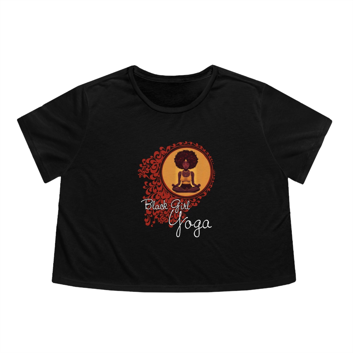 Black Girl Yoga Workout Exercise or Meditation Women's Flowy Cropped Tee