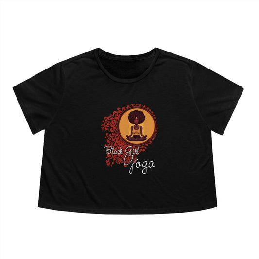 Black Girl Yoga Workout Exercise or Meditation Women's Flowy Cropped Tee