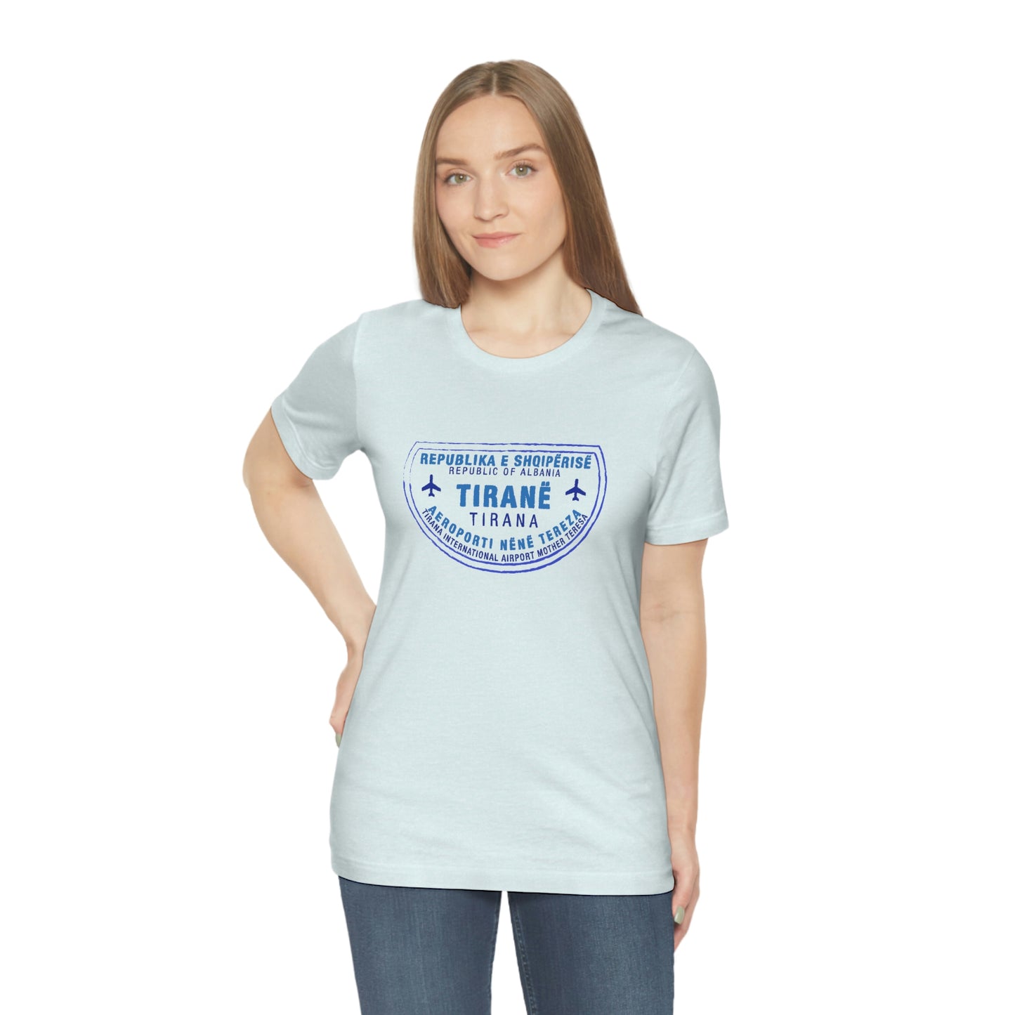 Tirana International Airport Nënë Tereza Passport Stamp Vacation Travel Unisex T-shirt