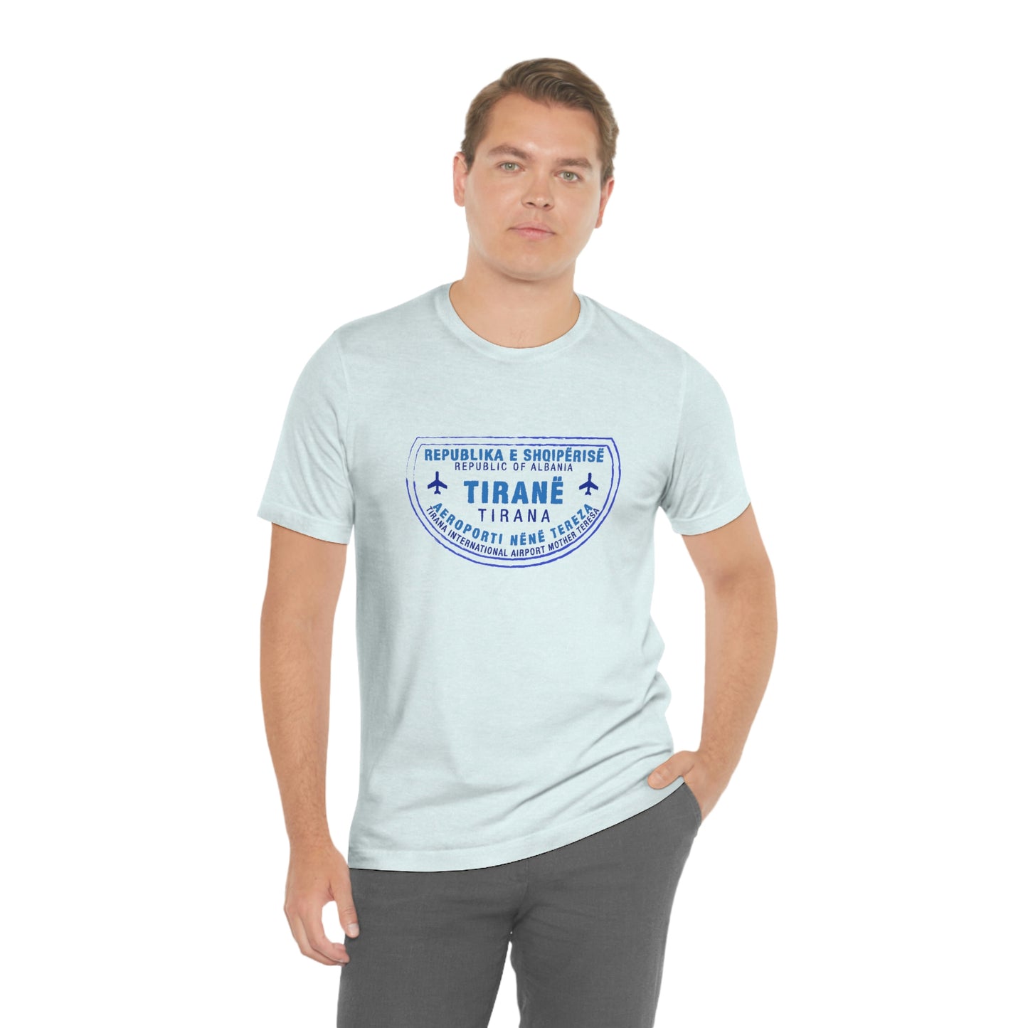 Tirana International Airport Nënë Tereza Passport Stamp Vacation Travel Unisex T-shirt