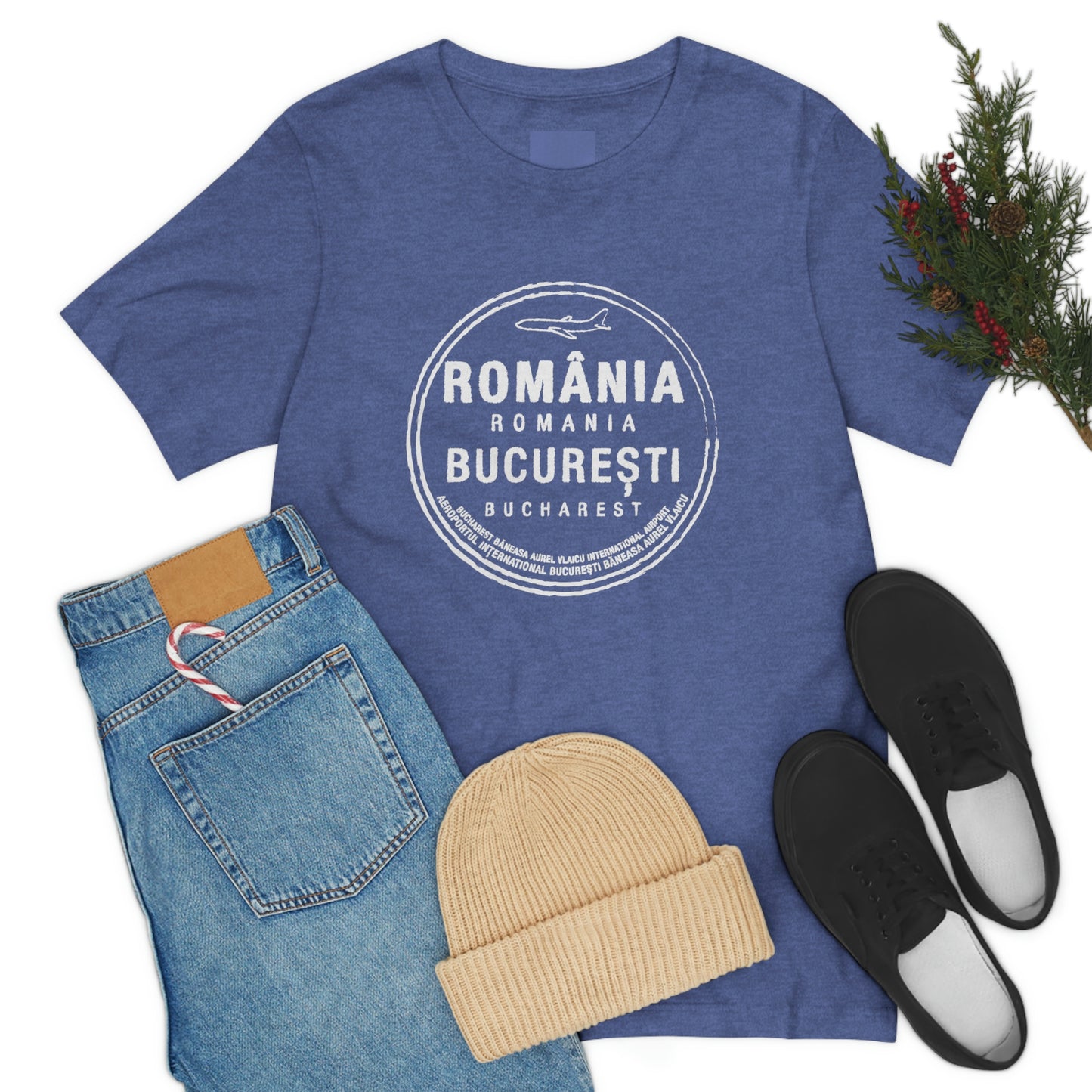 Bucharest Baneasa Romania Airport Passport Stamp Vacation Travel Unisex T-shirt