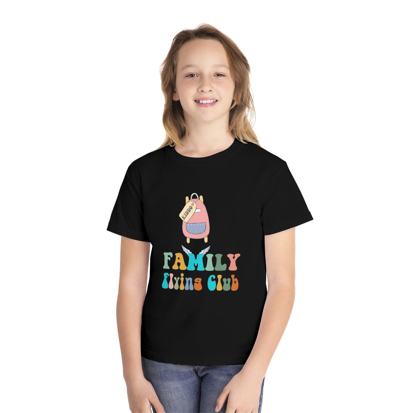 Family Flying Club - Kiddo Backpack - Family Matching Shirts - Youth Midweight Tee