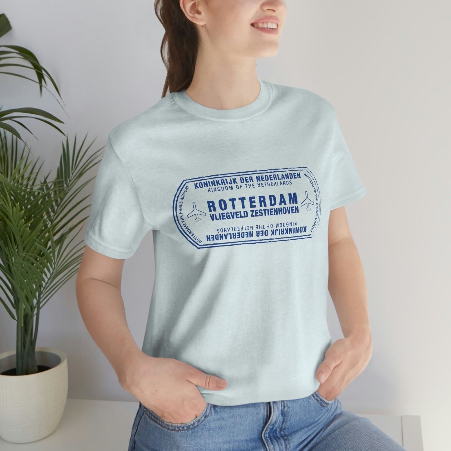 Rotterdam Netherlands Passport Stamp Vacation Travel Unisex T-shirt - Light