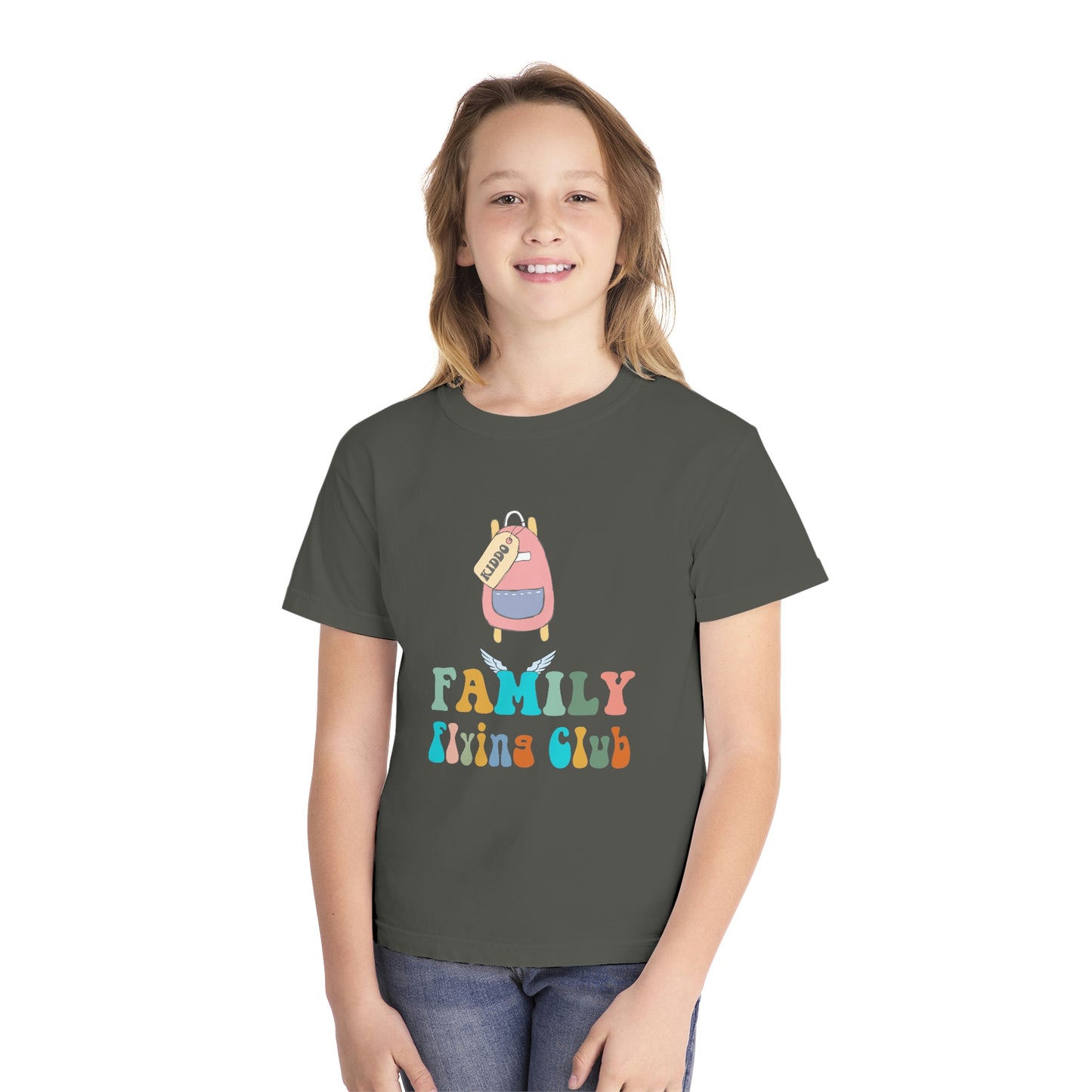 Family Flying Club - Kiddo Backpack - Family Matching Shirts - Youth Midweight Tee