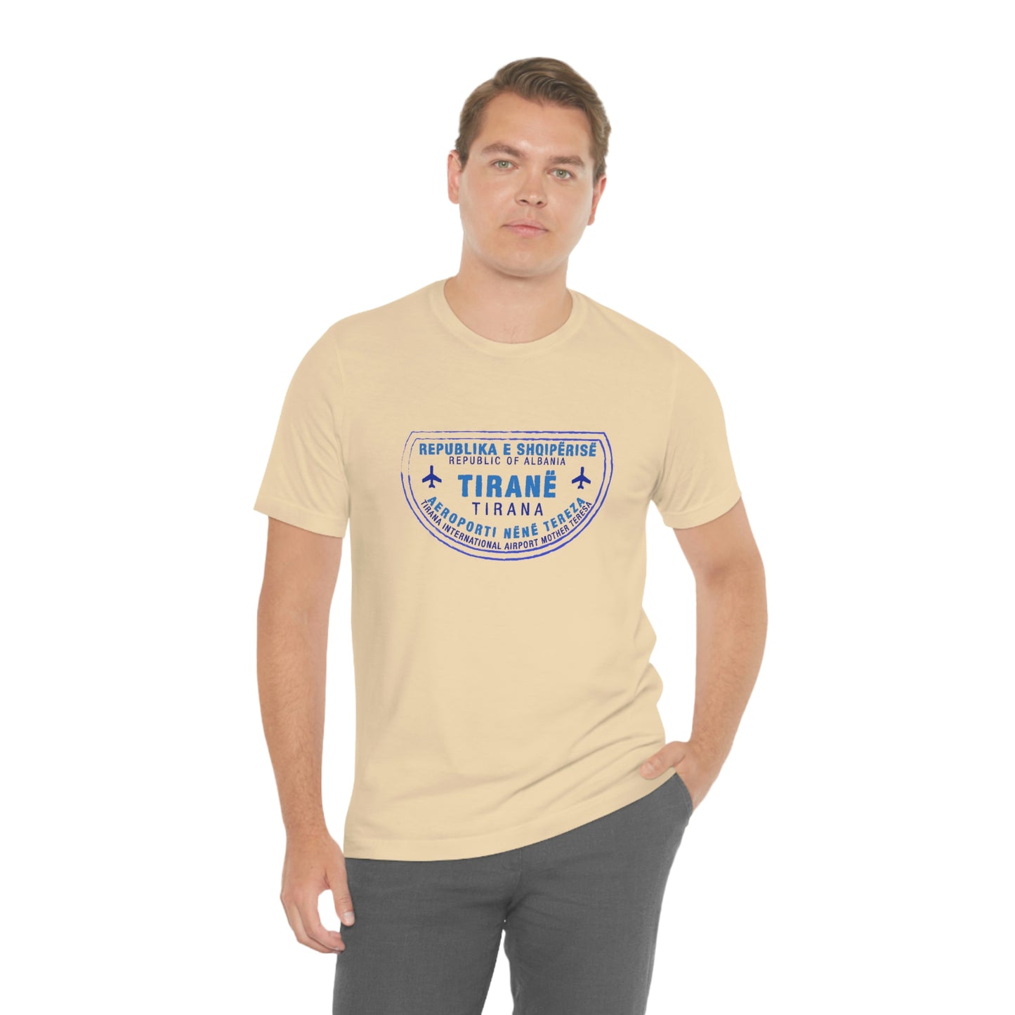 Tirana International Airport Nënë Tereza Passport Stamp Vacation Travel Unisex T-shirt