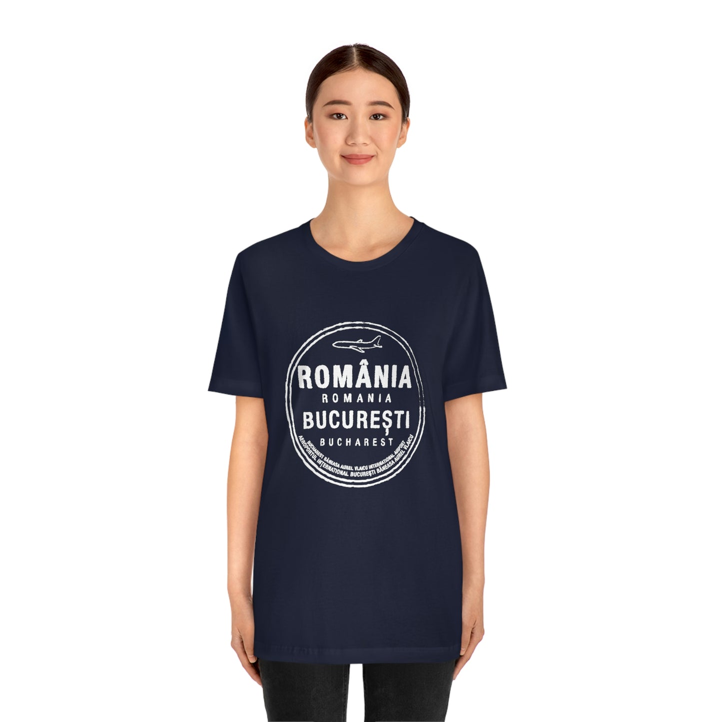 Bucharest Baneasa Romania Airport Passport Stamp Vacation Travel Unisex T-shirt