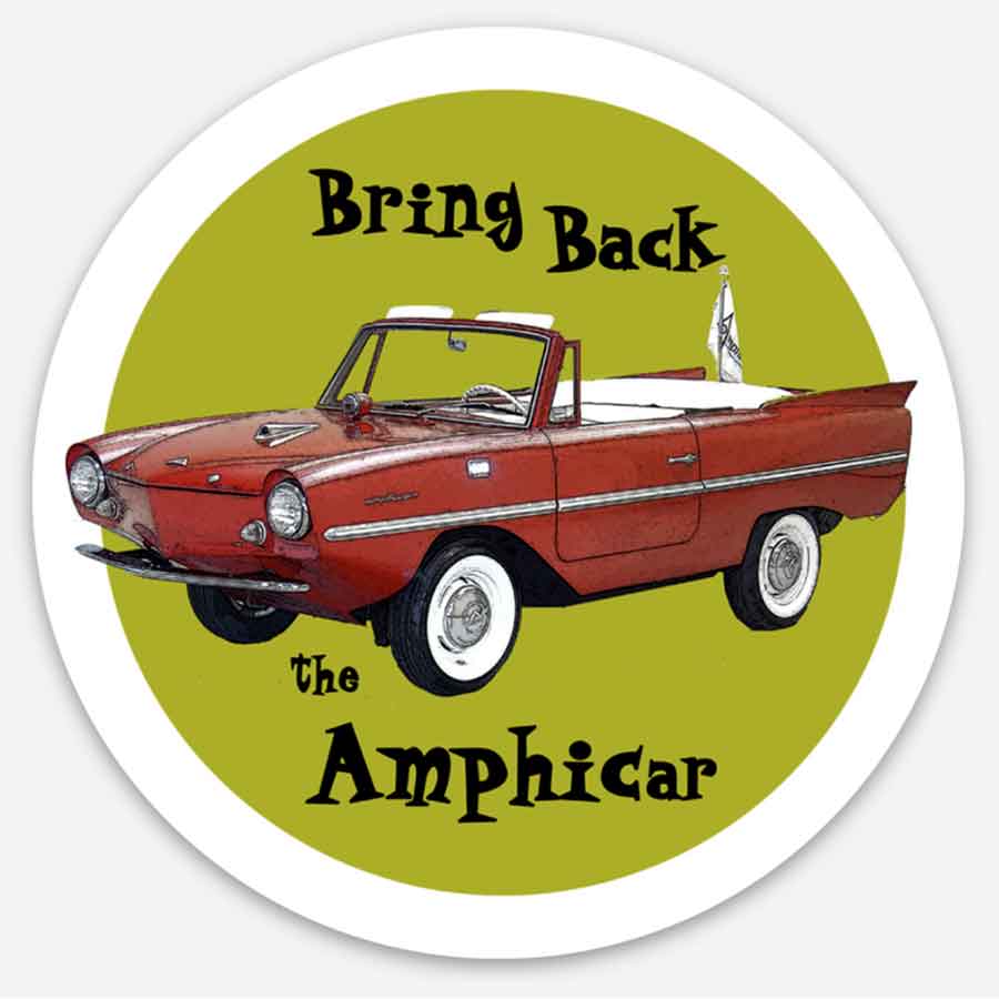 Bring Back The Amphicar 3 inch x 3 inch Vinyl Sticker