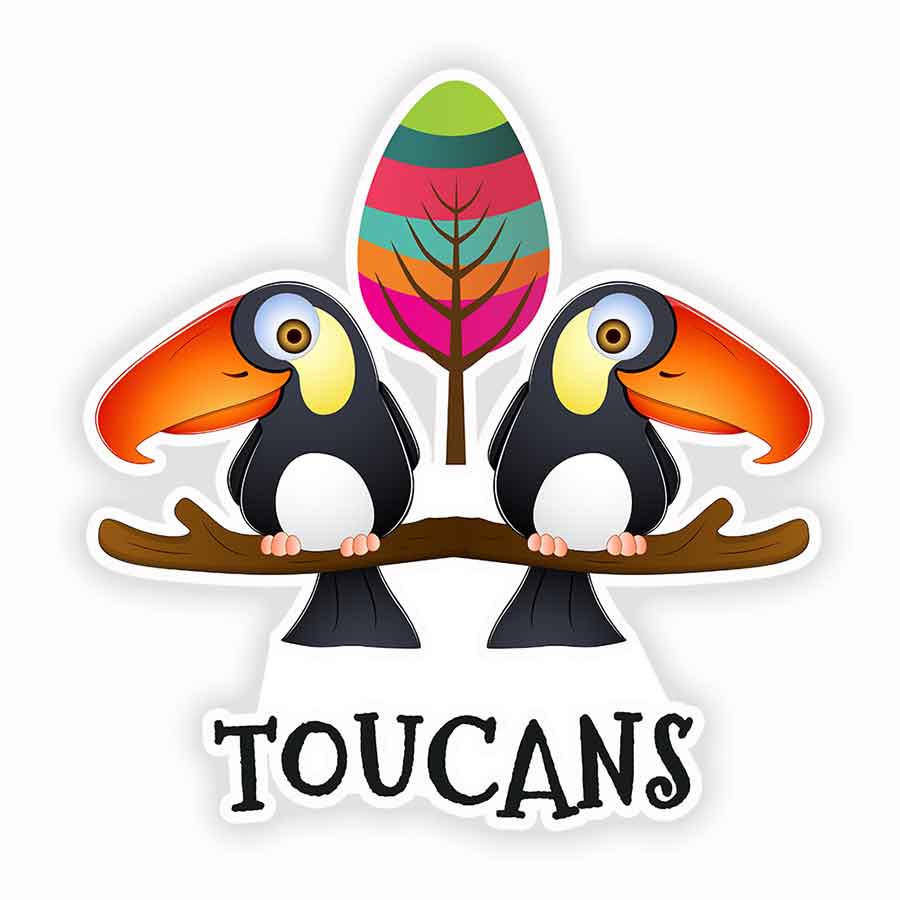 Toucan Sticker - Tropical Bird Stickers for Craft Scrapbook Helmets, Water Bottles, Phones, Tablets and Journals 1 Piece 3x3"