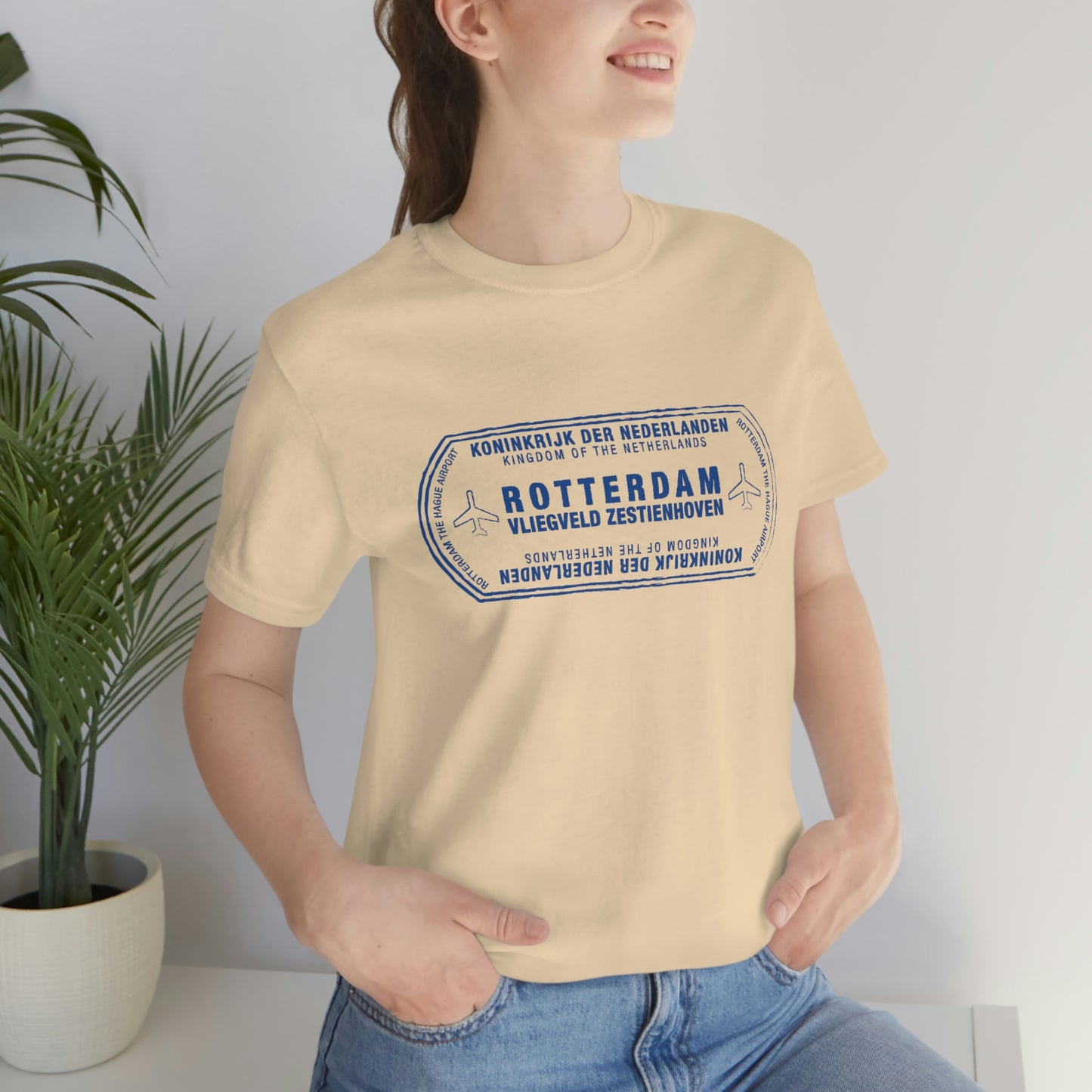 Rotterdam Netherlands Passport Stamp Vacation Travel Unisex T-shirt - Light