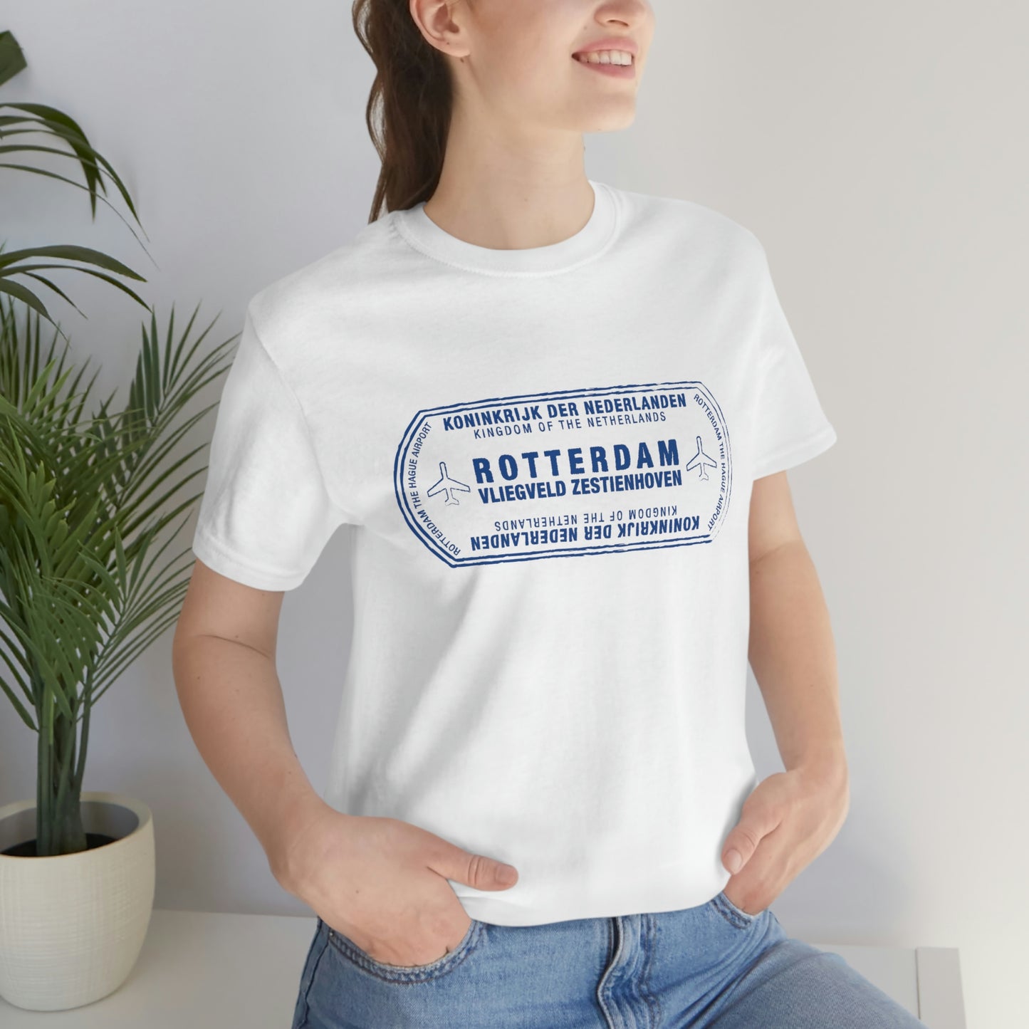 Rotterdam Netherlands Passport Stamp Vacation Travel Unisex T-shirt - Light