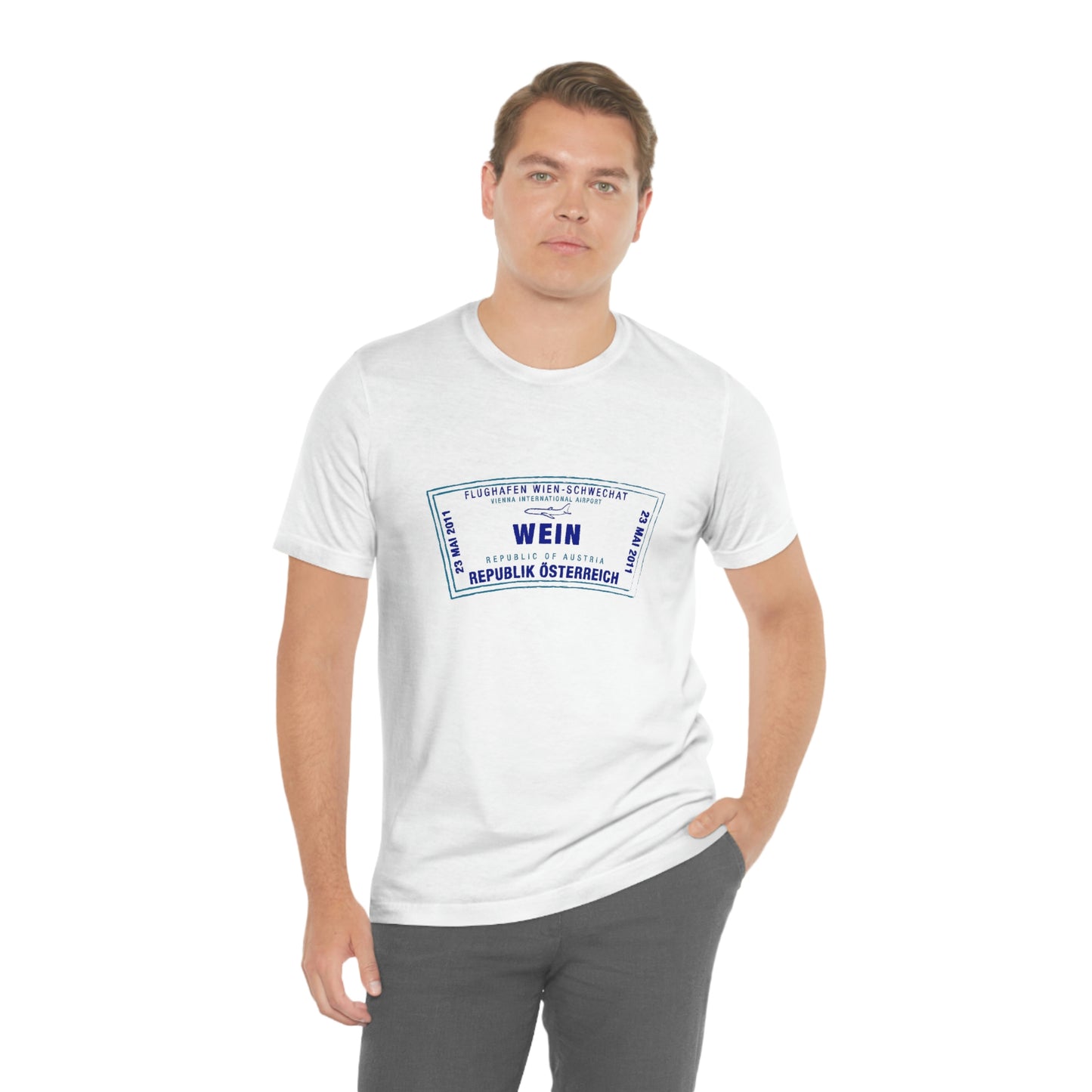 Wein Vienna International Airport Passport Stamp Vacation Travel Unisex T-shirt