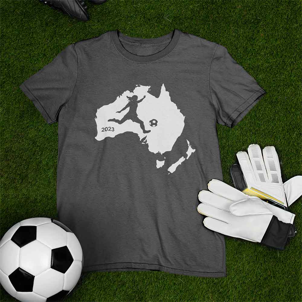 Womens and Girls Kicking Soccer Ball Australia and New Zealand Unisex Softstyle T-Shirt for Teams