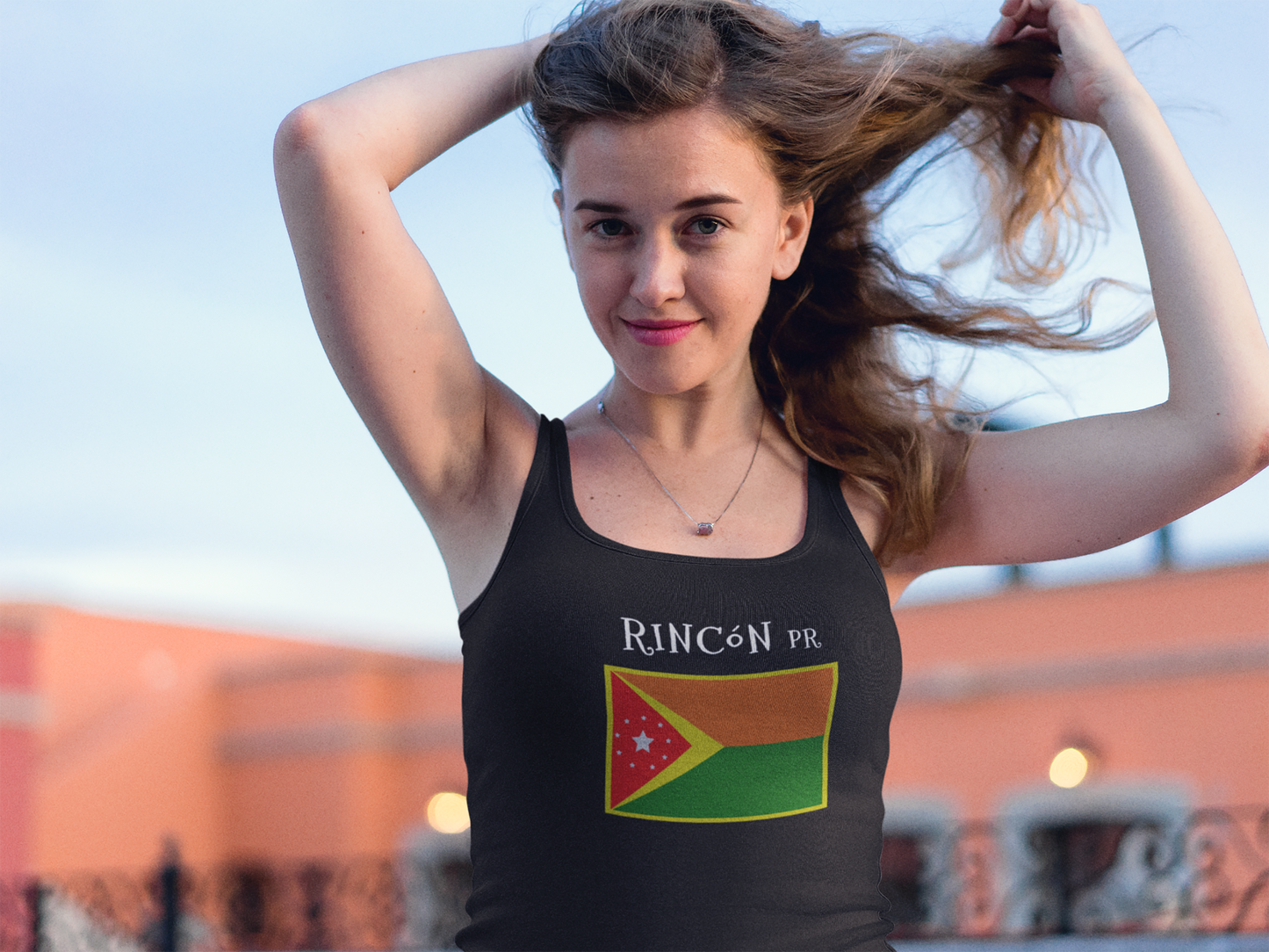 Rincon Puerto Rico Flag Ladies Ideal Racerback Tank