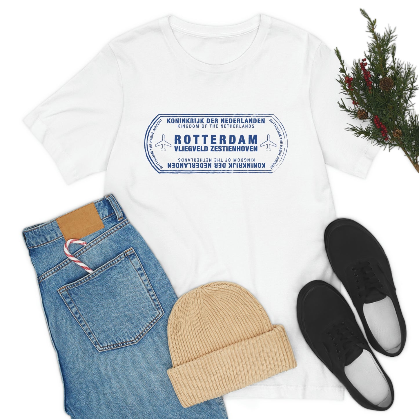 Rotterdam Netherlands Passport Stamp Vacation Travel Unisex T-shirt - Light