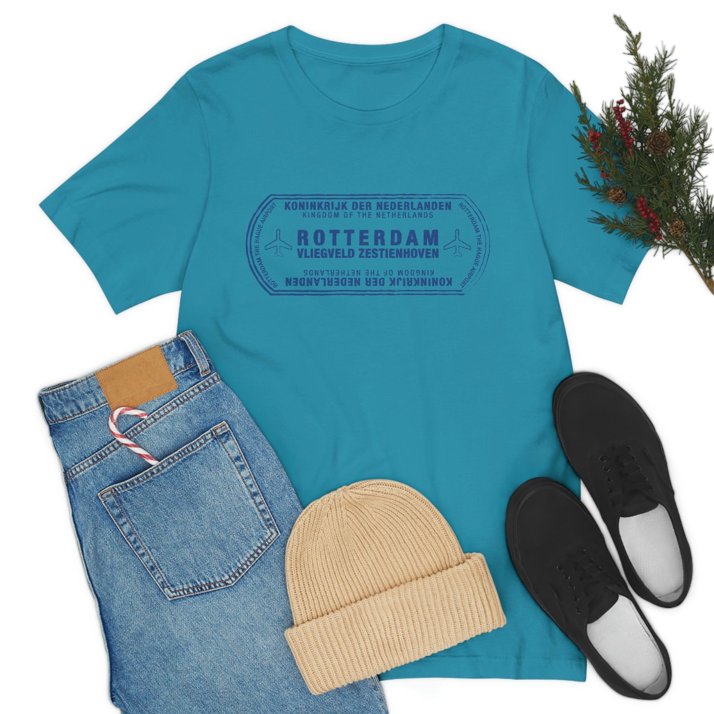 Rotterdam Netherlands Passport Stamp Vacation Travel Unisex T-shirt - Light