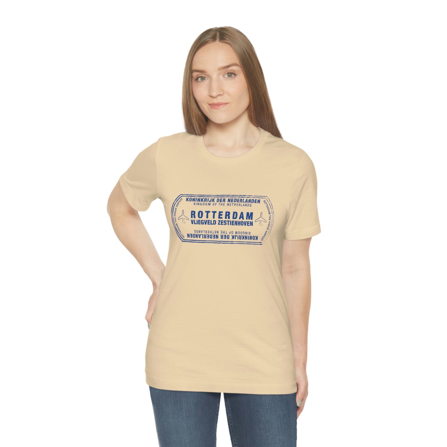 Rotterdam Netherlands Passport Stamp Vacation Travel Unisex T-shirt - Light