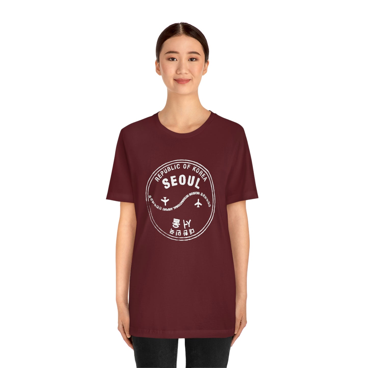 Seoul South Korea Passport Stamp Vacation Unisex T-shirt