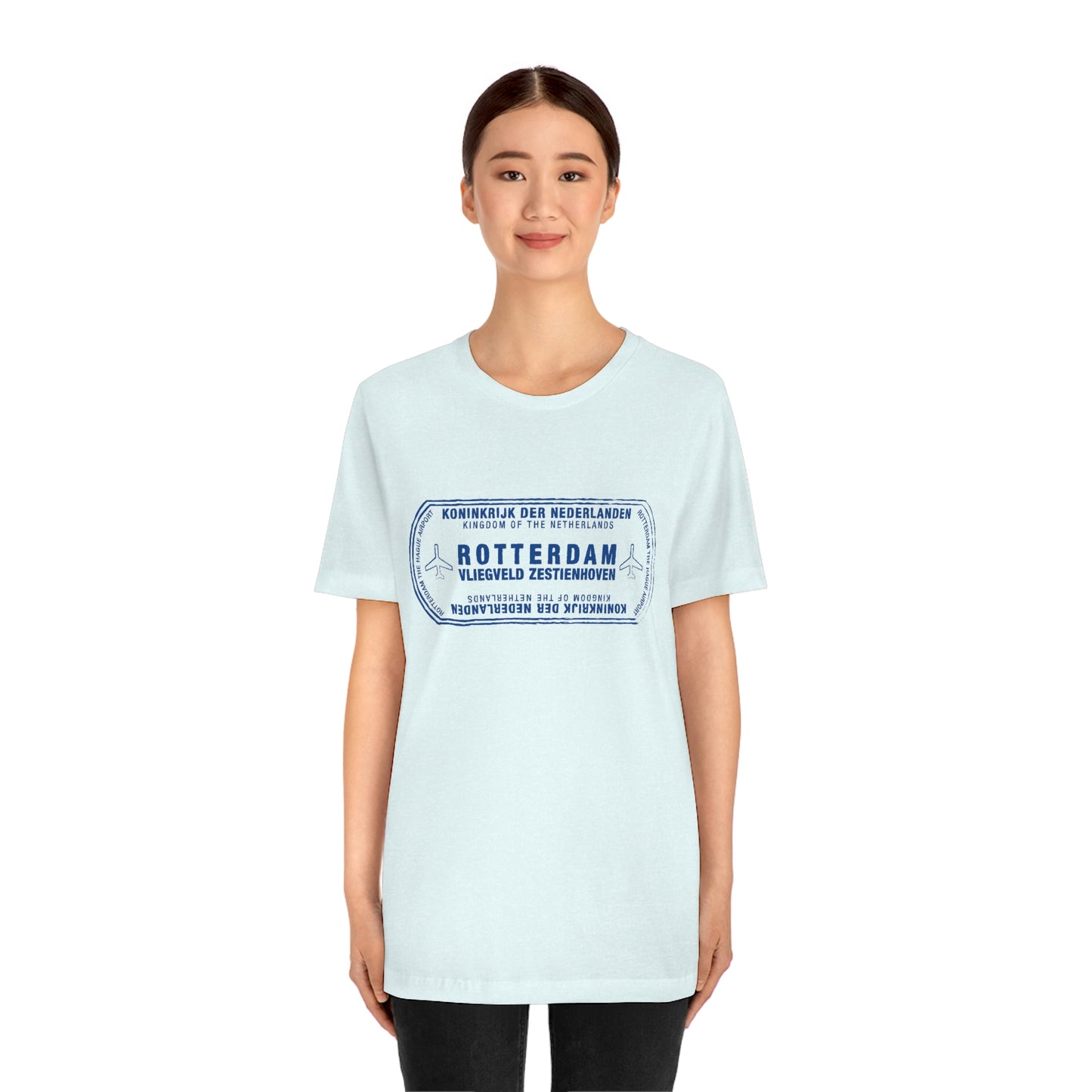 Rotterdam Netherlands Passport Stamp Vacation Travel Unisex T-shirt - Light