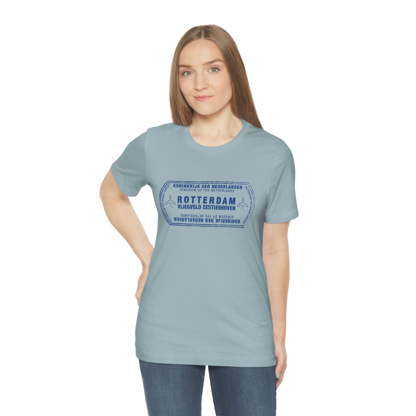 Rotterdam Netherlands Passport Stamp Vacation Travel Unisex T-shirt - Light