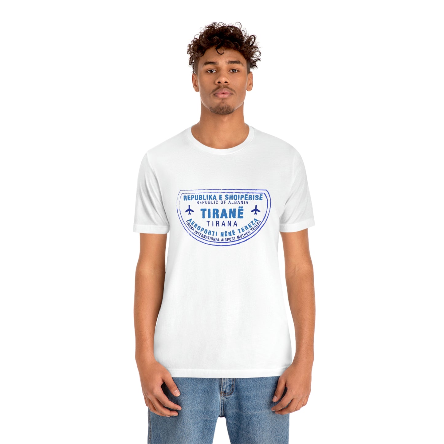 Tirana International Airport Nënë Tereza Passport Stamp Vacation Travel Unisex T-shirt