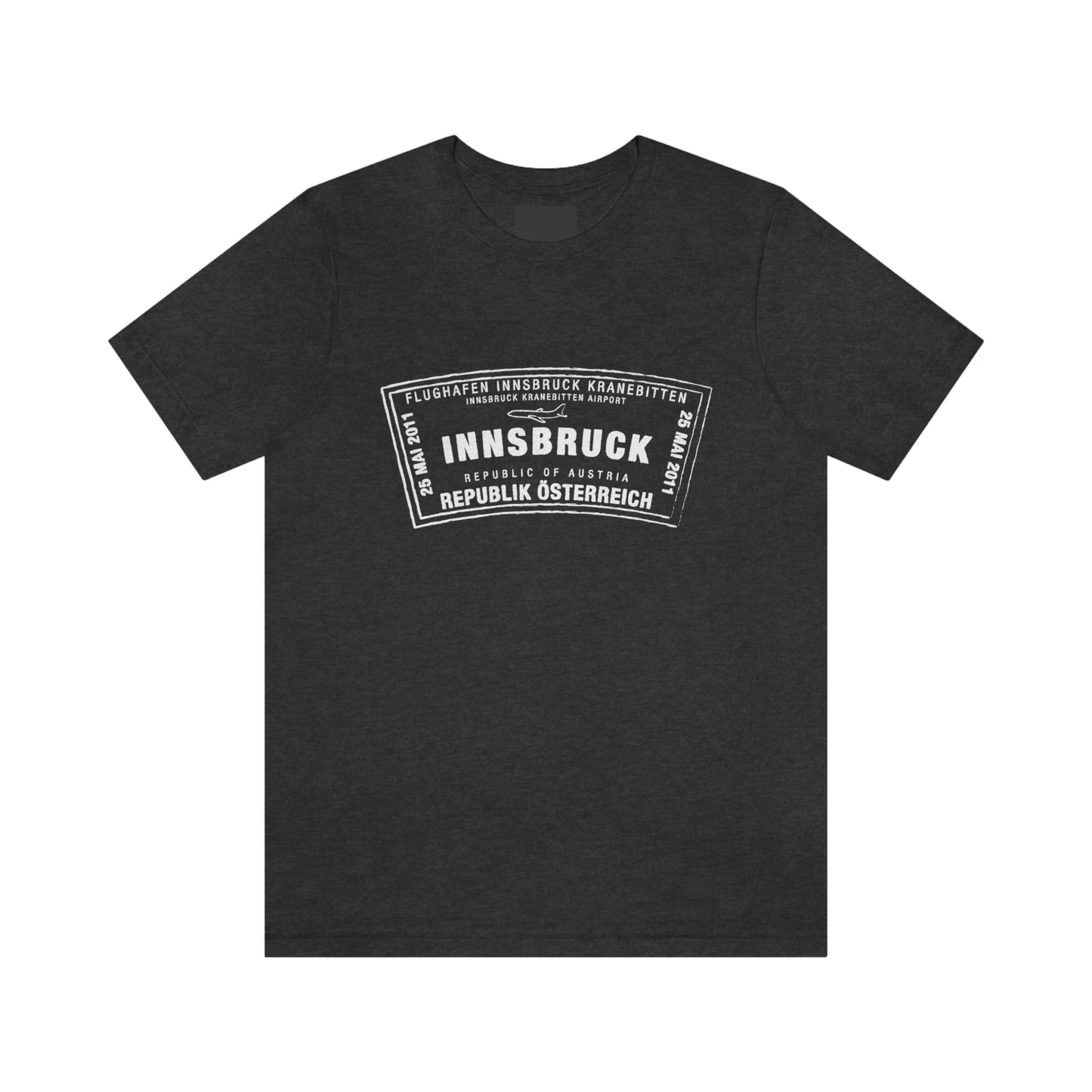 Innsbruck Austria Kranebitten Airport Passport Stamp Vacation Travel Unisex T-shirt