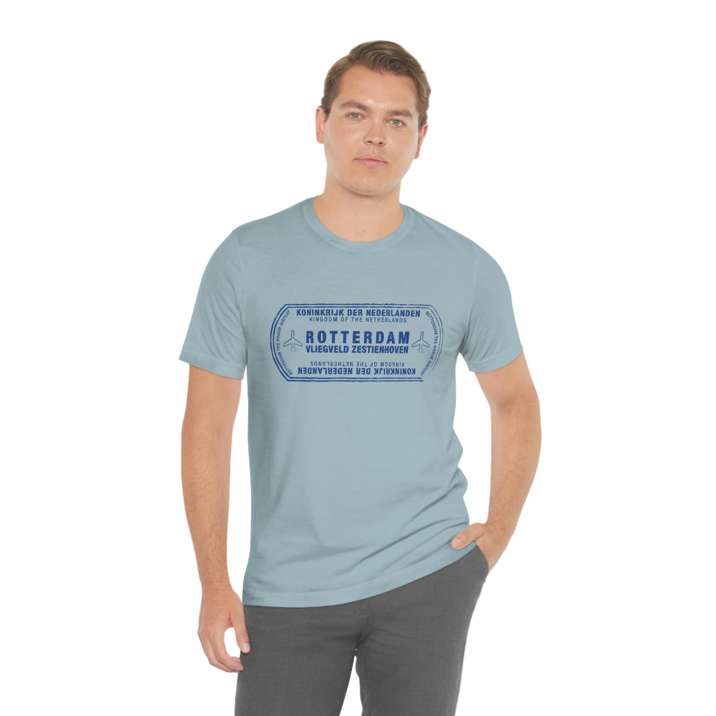 Rotterdam Netherlands Passport Stamp Vacation Travel Unisex T-shirt - Light