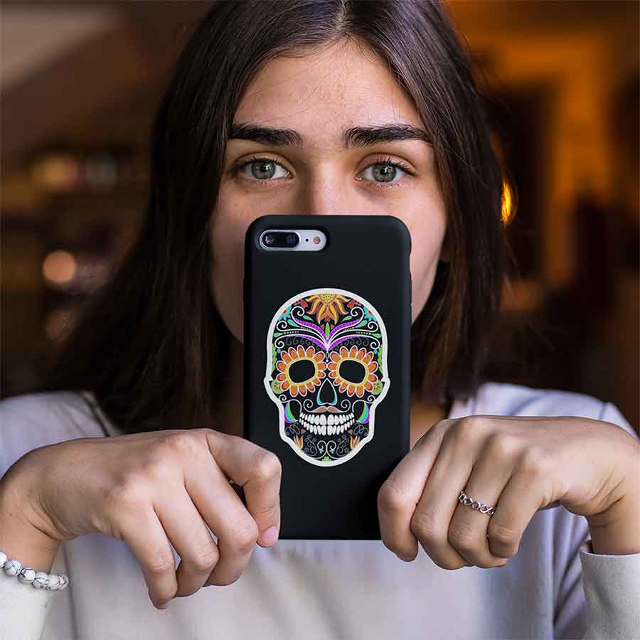 Day of The Dead Hippie Sugar Skull 3 inch x 3 inch Vinyl Sticker